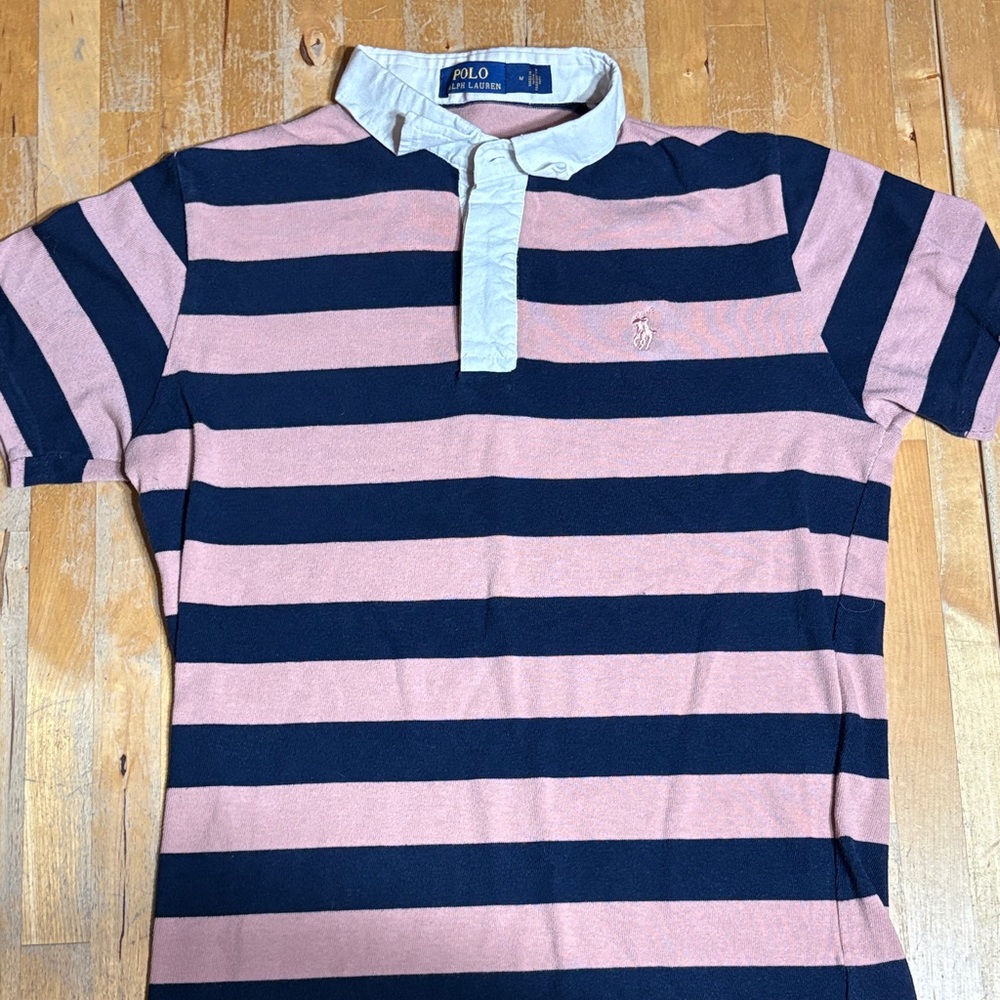 Polo by Ralph Lauren Pink and Navy Striped Polo